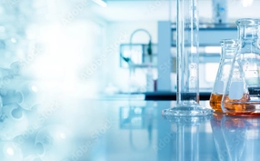 Chemical glass beakers with solution